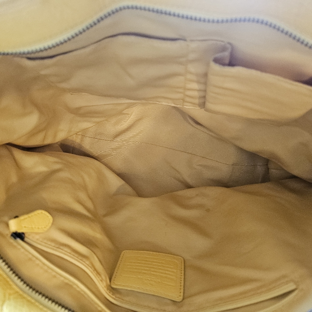 Coach Mickie Large Leather Grain Tote Bag, Yellow, F34039 - Picture 9 of 14